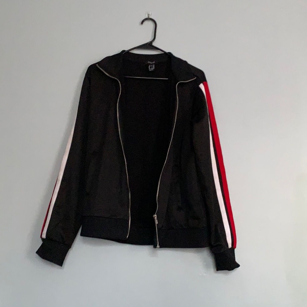 F21 striped racer jacket